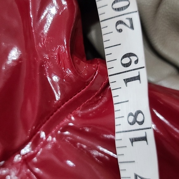 LAL Live A Little Womens Red Faux Patent Leather Zips Moto  Jacket Sz M GUC READ - Picture 11 of 13